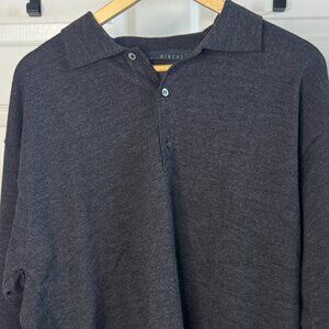 Time Pieces Merino Wool Polo Sweater – Charcoal Heather (L)